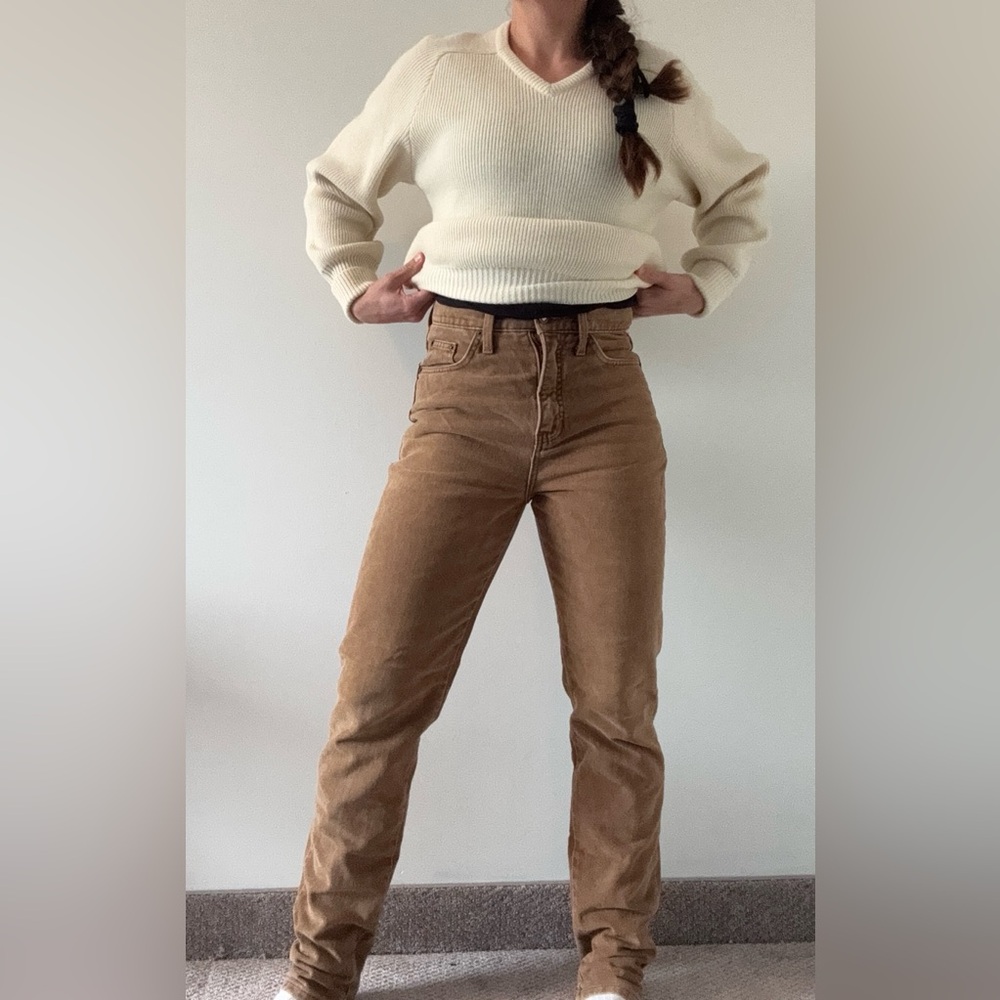 Express Vintage Corduroy Jeans. Womens Brown Corduroy Pants. Slim straight leg.
